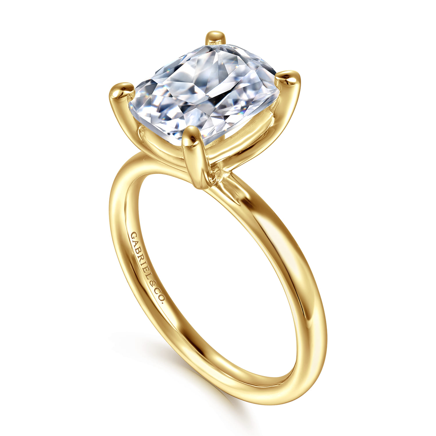 Unite - 14K Yellow Gold Elongated Cushion Solitaire Diamond Engagement Ring - Shot 3