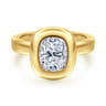 Pauline - 14K Yellow Gold Bezel Set Elongated Cushion Diamond Engagement Ring