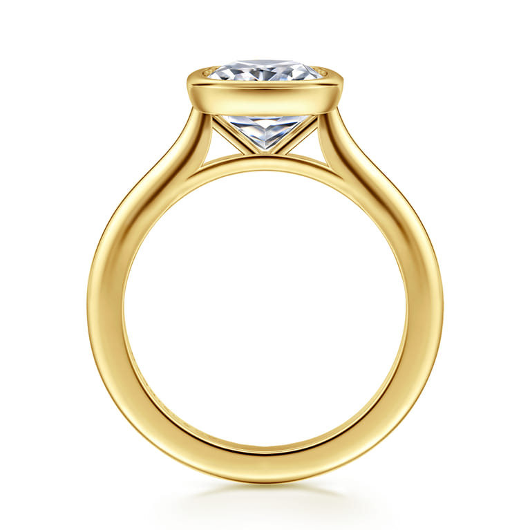 Brooke - 14K Yellow Gold Elongated Cushion Bezel Set Solitaire Diamond Engagement Ring - Shot 2