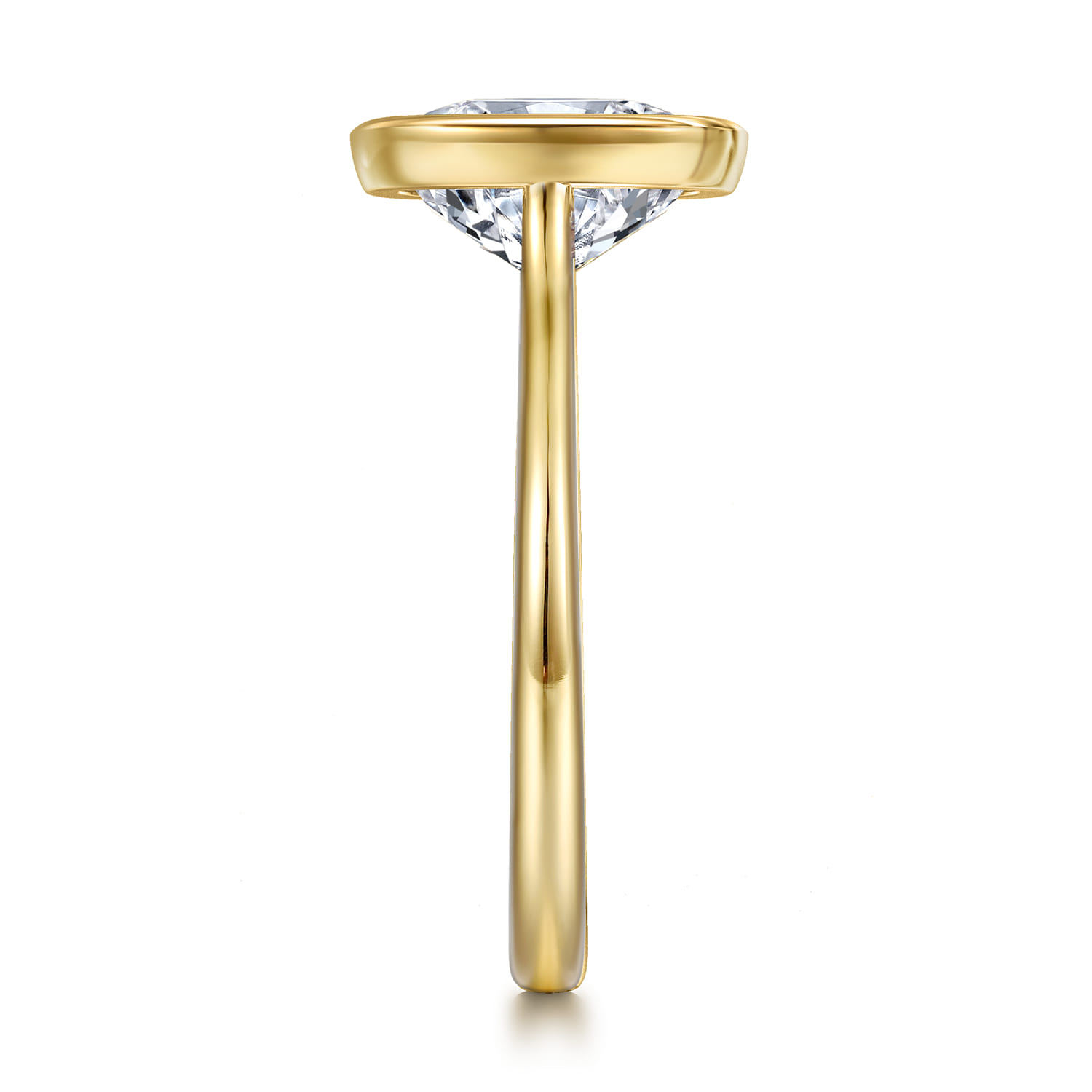 Brooke - 14K Yellow Gold Elongated Cushion Bezel Set Solitaire Diamond Engagement Ring - Shot 4