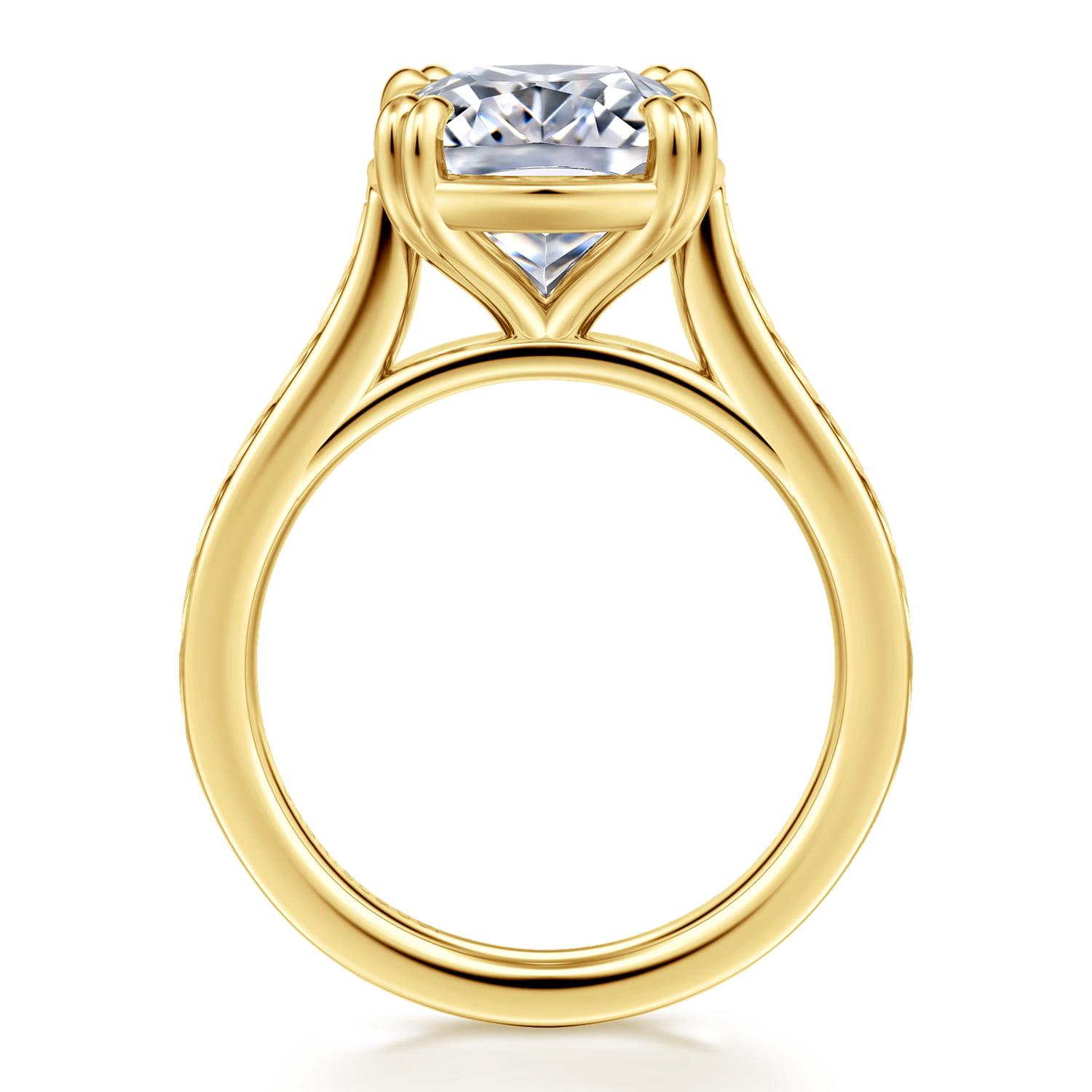 Bardot - Vintage Inspired 14K Yellow Gold Elongated Cushion Solitaire Diamond Engagement Ring - Shot 2