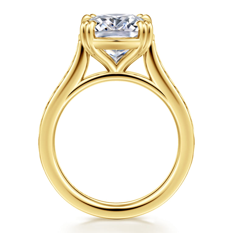 Bardot - Vintage Inspired 14K Yellow Gold Elongated Cushion Solitaire Diamond Engagement Ring - Shot 2