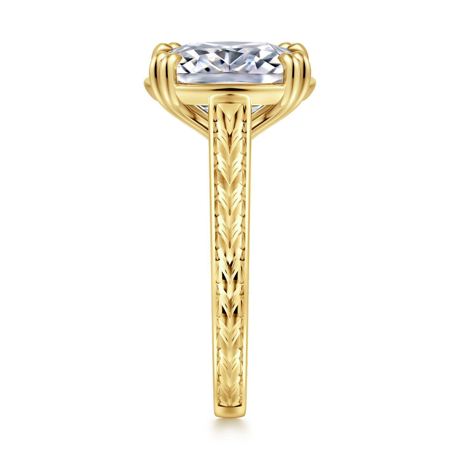 Bardot - Vintage Inspired 14K Yellow Gold Elongated Cushion Solitaire Diamond Engagement Ring - Shot 4