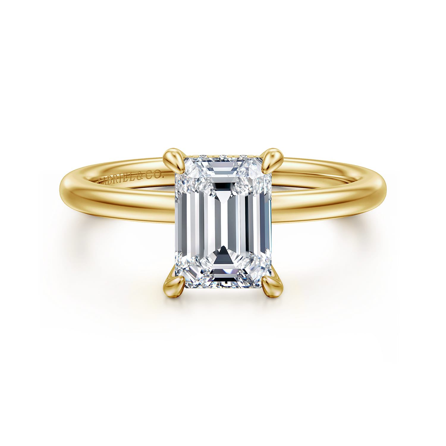 Cari - 14K Yellow Gold Emerald Cut Diamond Engagement Ring - 0.06 ct - Shot 1