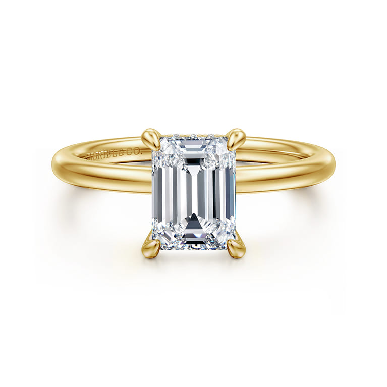 Cari - 14K Yellow Gold Emerald Cut Diamond Engagement Ring - 0.06 ct - Shot 1