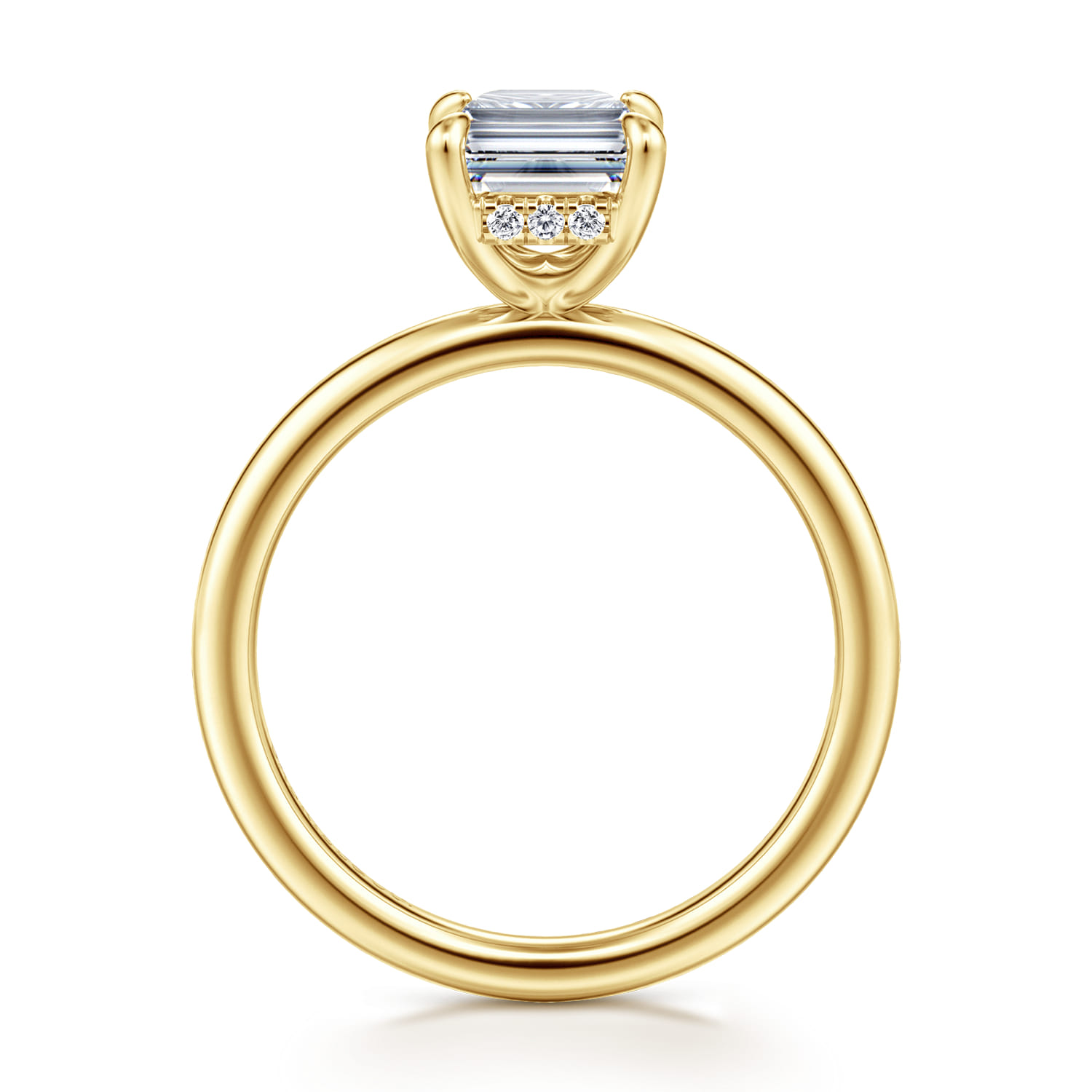 Cari - 14K Yellow Gold Emerald Cut Diamond Engagement Ring - 0.06 ct - Shot 2