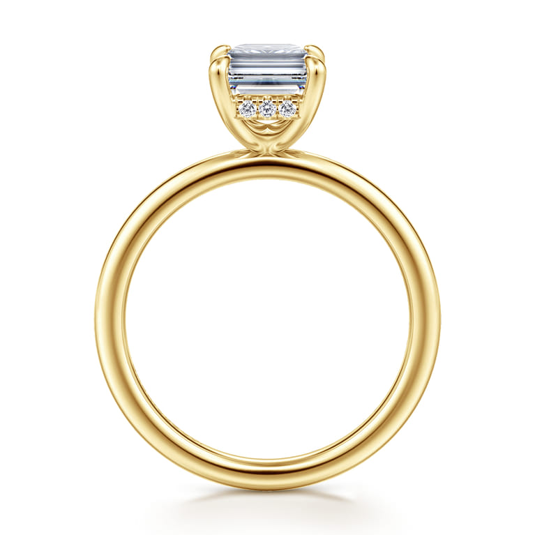 Cari - 14K Yellow Gold Emerald Cut Diamond Engagement Ring - 0.06 ct - Shot 2