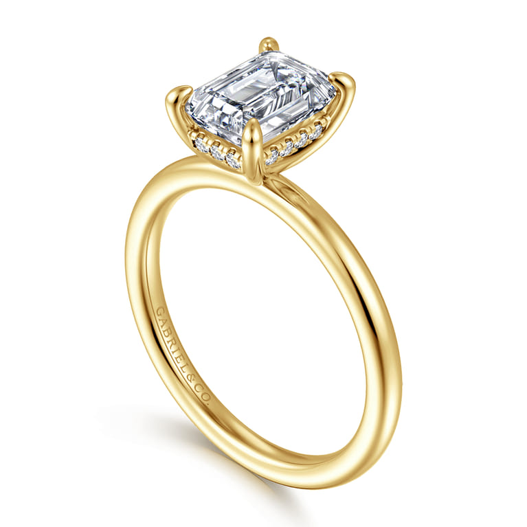 Cari - 14K Yellow Gold Emerald Cut Diamond Engagement Ring - 0.06 ct - Shot 3
