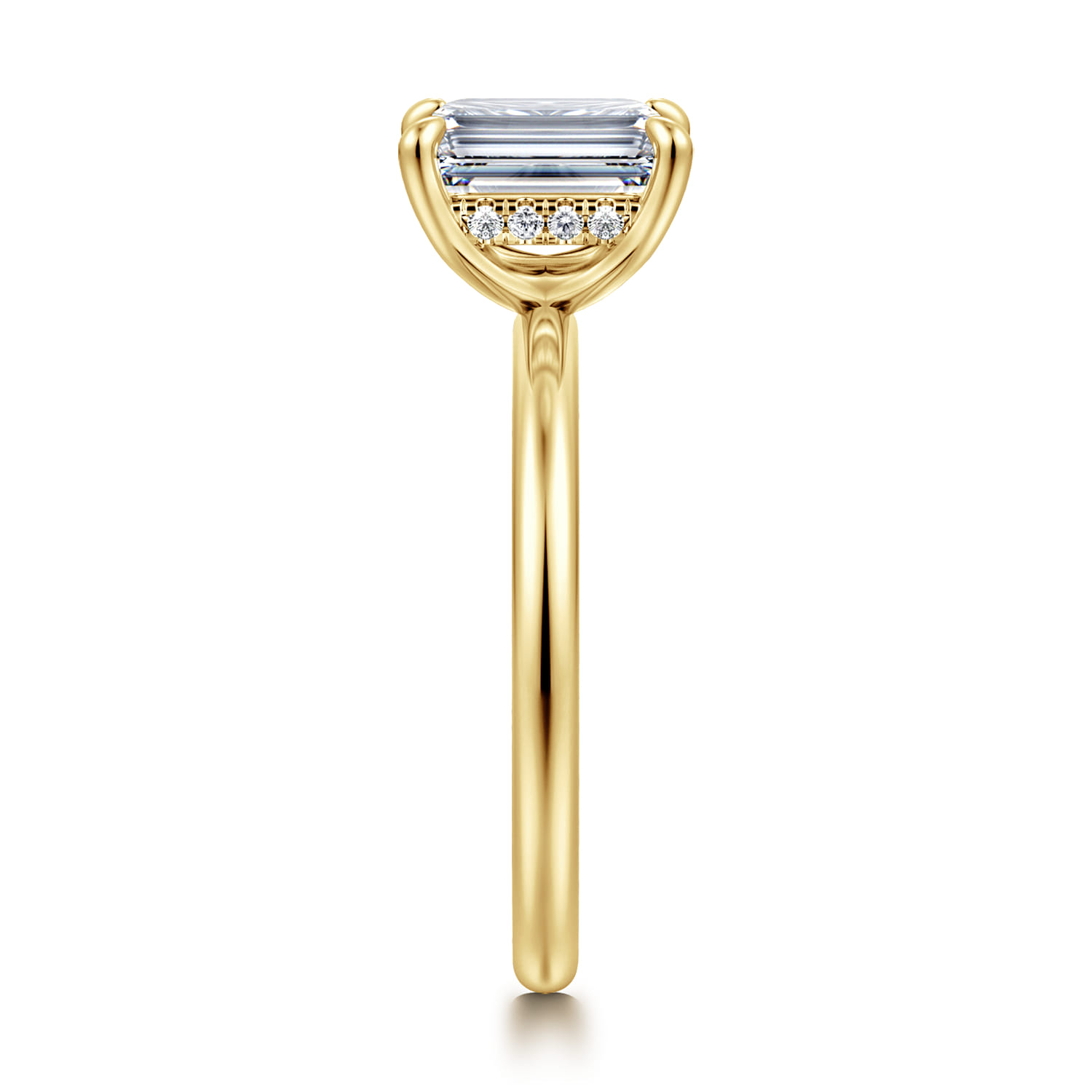 Cari - 14K Yellow Gold Emerald Cut Diamond Engagement Ring - 0.06 ct - Shot 4