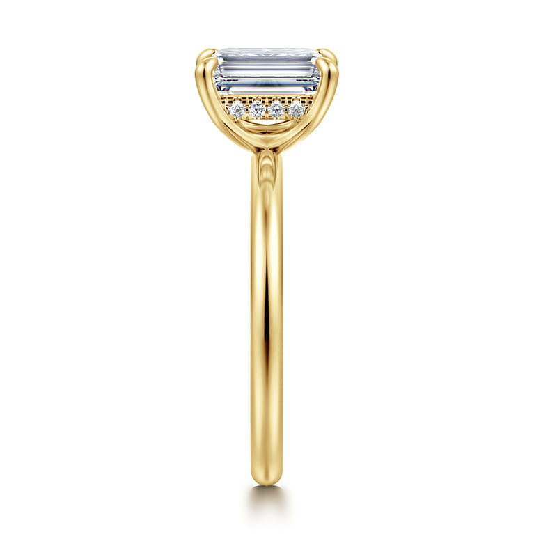 Cari - 14K Yellow Gold Emerald Cut Diamond Engagement Ring - 0.06 ct - Shot 4