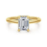 Rainah - 14K Yellow Gold Emerald Cut Diamond Engagement Ring - 0.1 ct