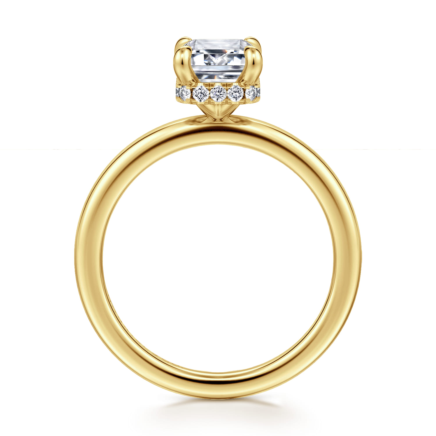 Rainah - 14K Yellow Gold Emerald Cut Diamond Engagement Ring - 0.1 ct - Shot 2