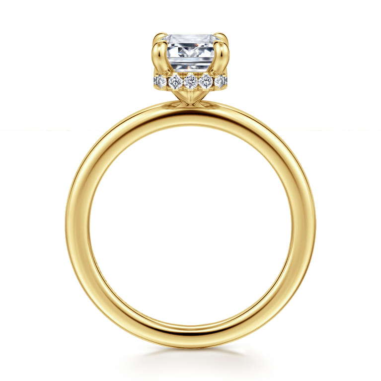 Rainah - 14K Yellow Gold Emerald Cut Diamond Engagement Ring - 0.1 ct - Shot 2