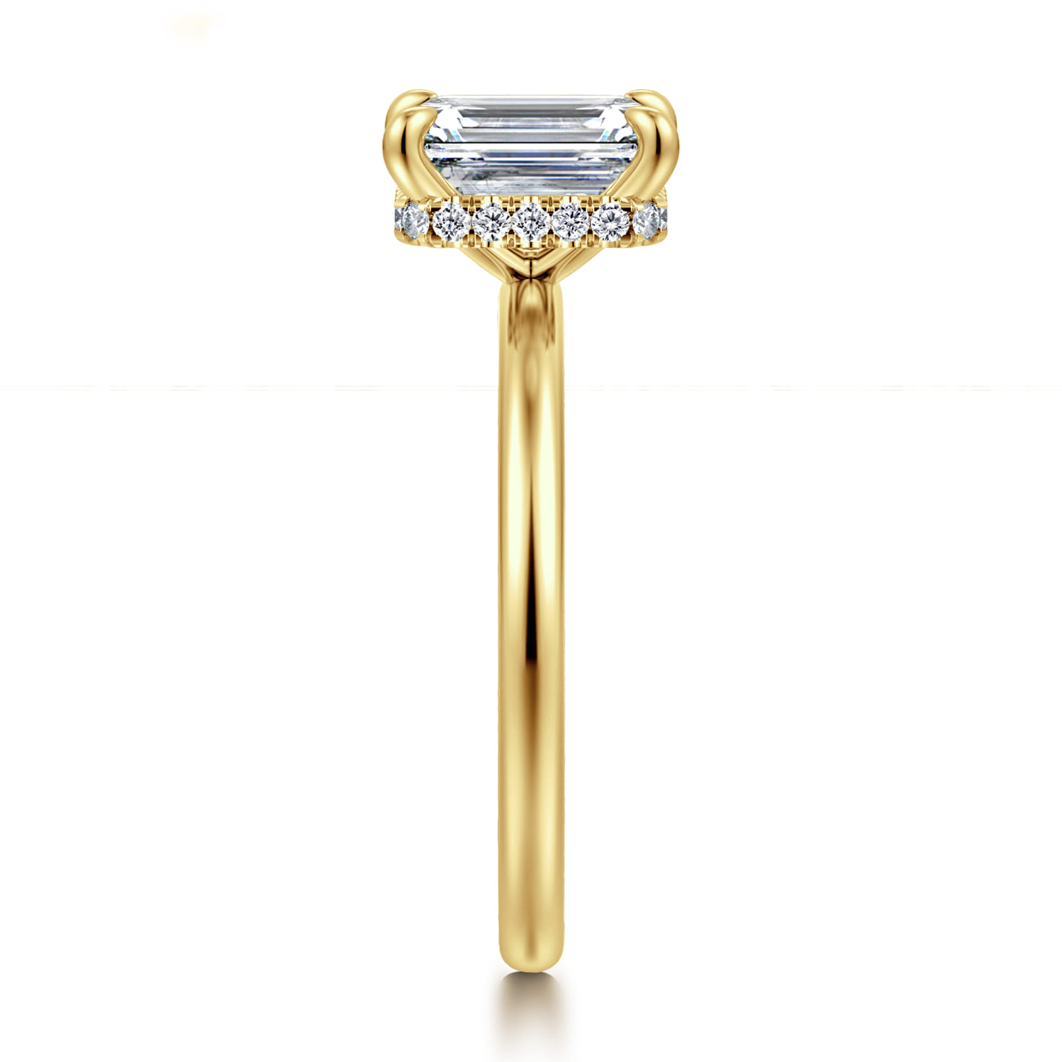 Rainah - 14K Yellow Gold Emerald Cut Diamond Engagement Ring - 0.1 ct - Shot 4