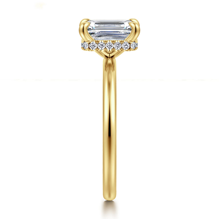 Rainah - 14K Yellow Gold Emerald Cut Diamond Engagement Ring - 0.1 ct - Shot 4