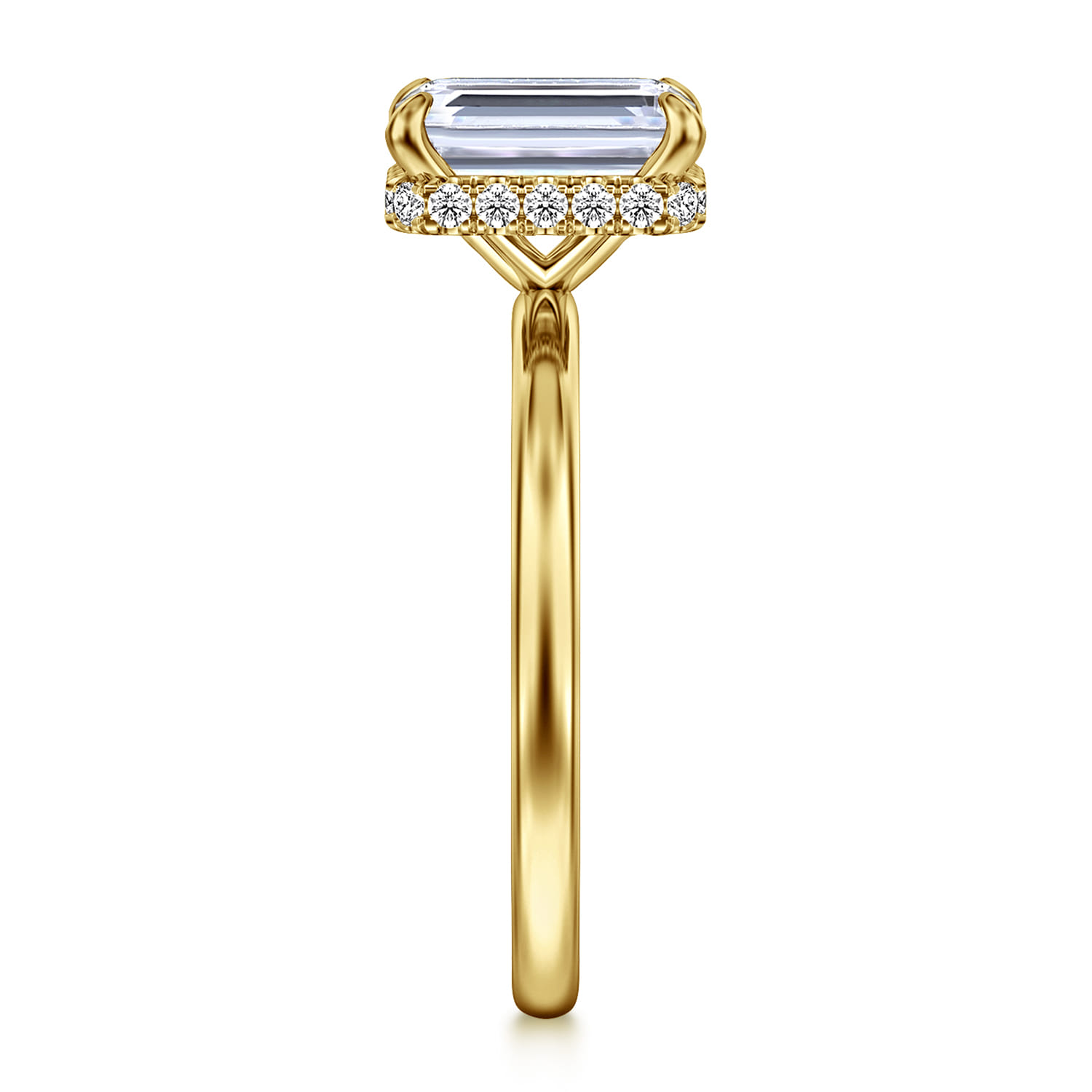 Rainah - 14K Yellow Gold Emerald Cut Diamond Engagement Ring - 0.12 ct - Shot 5