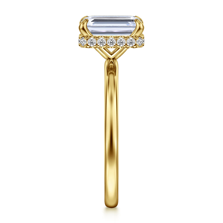 Rainah - 14K Yellow Gold Emerald Cut Diamond Engagement Ring - 0.12 ct - Shot 5