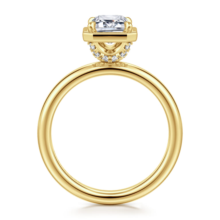Deedie - 14K Yellow Gold Emerald Cut Diamond Engagement Ring - 0.14 ct - Shot 2
