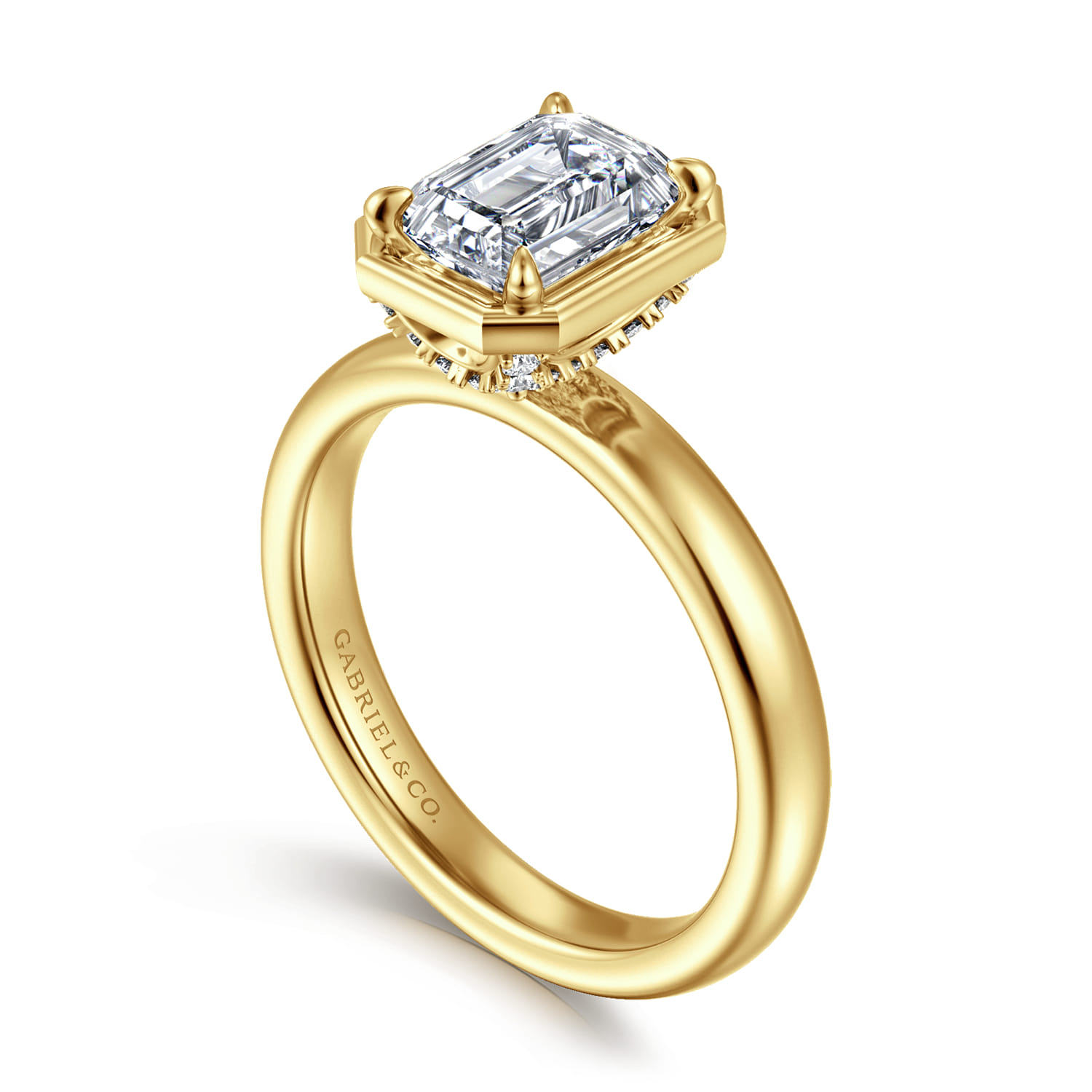 Deedie - 14K Yellow Gold Emerald Cut Diamond Engagement Ring - 0.14 ct - Shot 3
