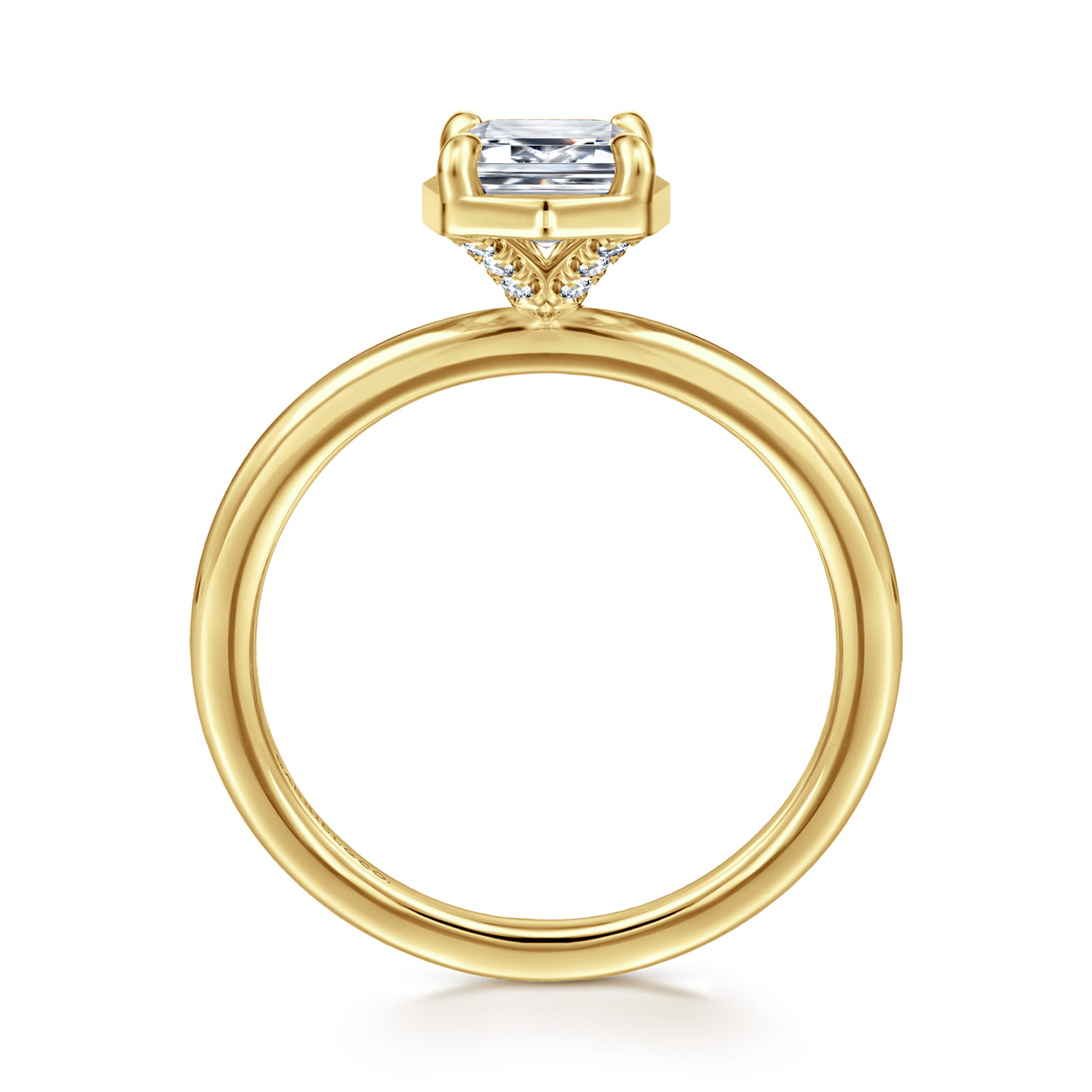 Cassi - 14K Yellow Gold Emerald Cut Diamond Engagement Ring - 0.06 ct - Shot 2