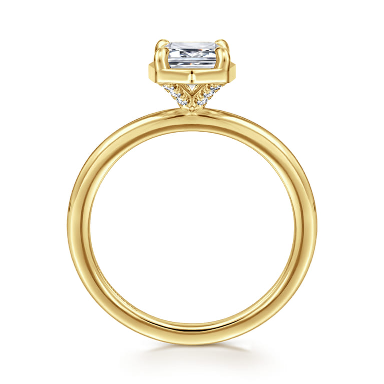 Cassi - 14K Yellow Gold Emerald Cut Diamond Engagement Ring - 0.06 ct - Shot 2