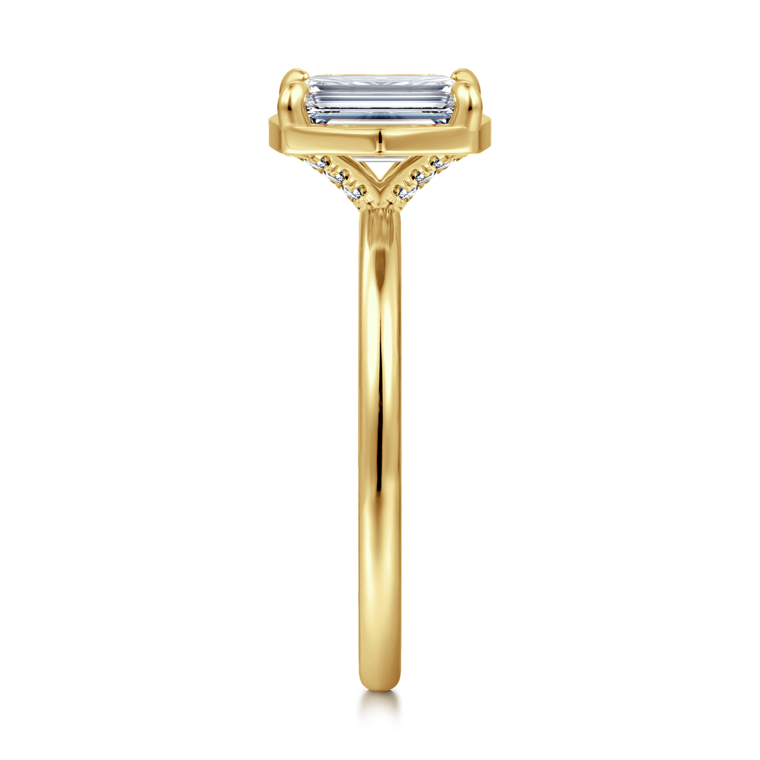Cassi - 14K Yellow Gold Emerald Cut Diamond Engagement Ring - 0.06 ct - Shot 4