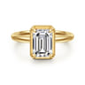 Catallina - 14K Yellow Gold Bezel Prong Emerald Cut Diamond Engagement Ring - 0.18 ct
