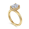 Catallina - 14K Yellow Gold Bezel Prong Emerald Cut Diamond Engagement Ring - 0.18 ct
