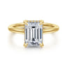 Aldon - 14K Yellow Gold Emerald Cut Diamond Engagement Ring - 0.12 ct