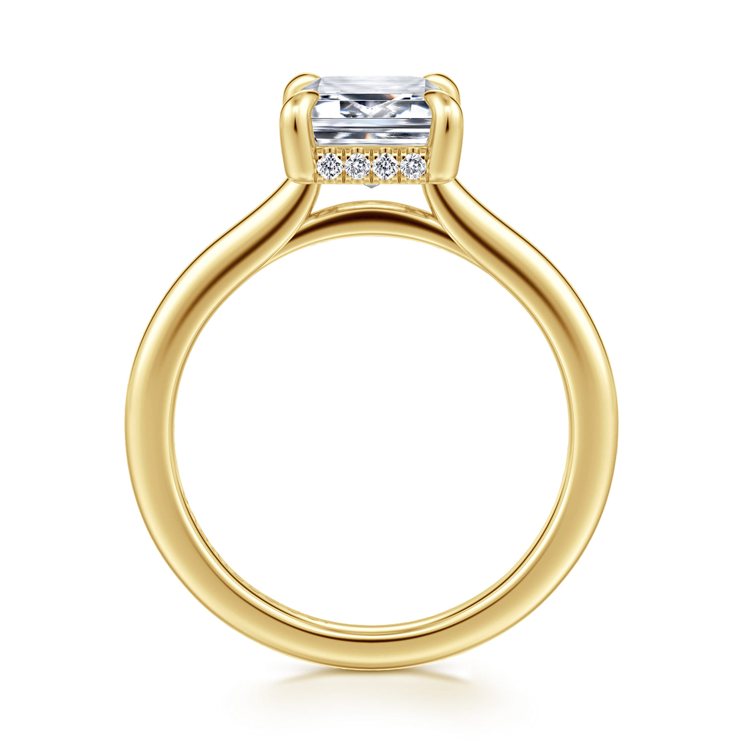 Aldon - 14K Yellow Gold Emerald Cut Diamond Engagement Ring - 0.12 ct - Shot 2