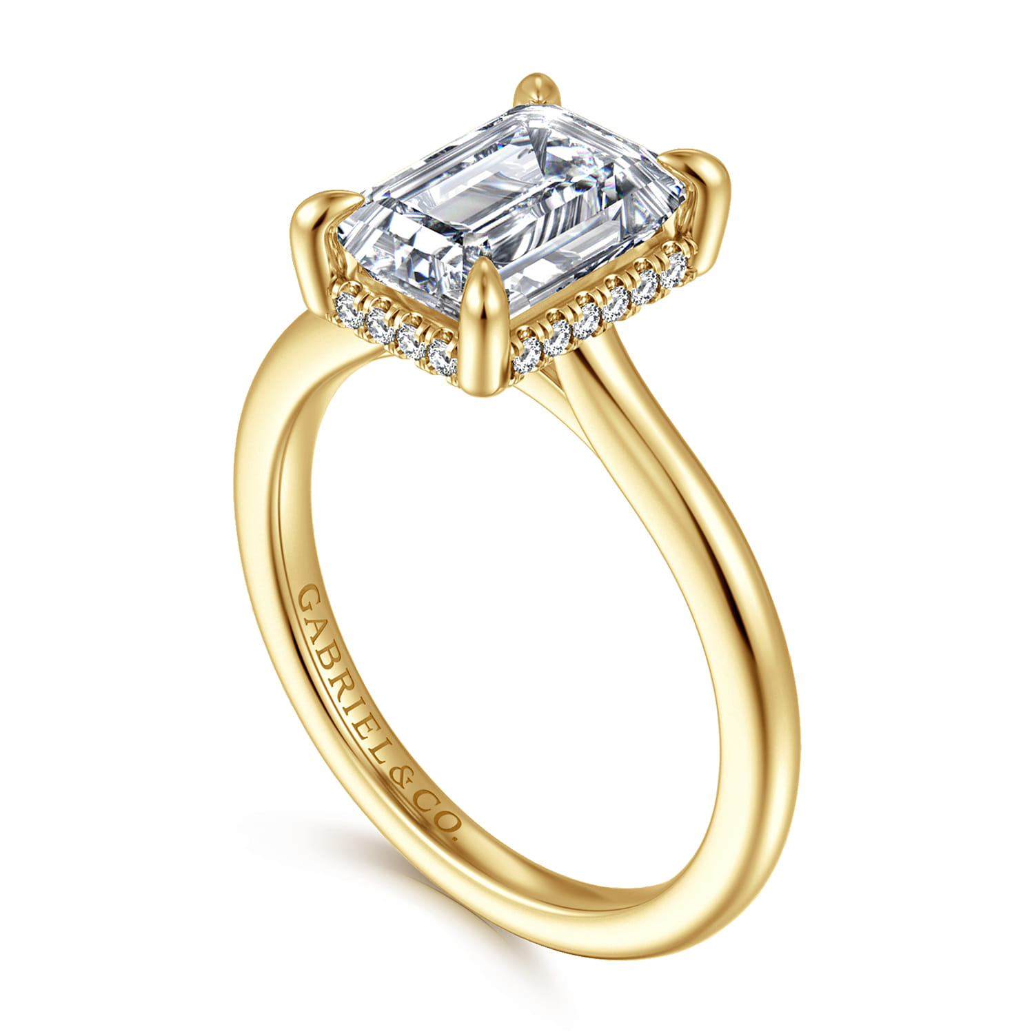 Aldon - 14K Yellow Gold Emerald Cut Diamond Engagement Ring - 0.12 ct - Shot 3