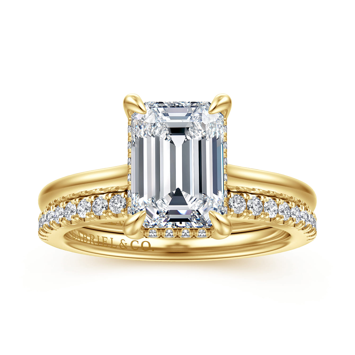 Aldon - 14K Yellow Gold Emerald Cut Diamond Engagement Ring - 0.12 ct - Shot 4