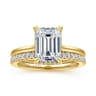 Aldon - 14K Yellow Gold Emerald Cut Diamond Engagement Ring - 0.12 ct