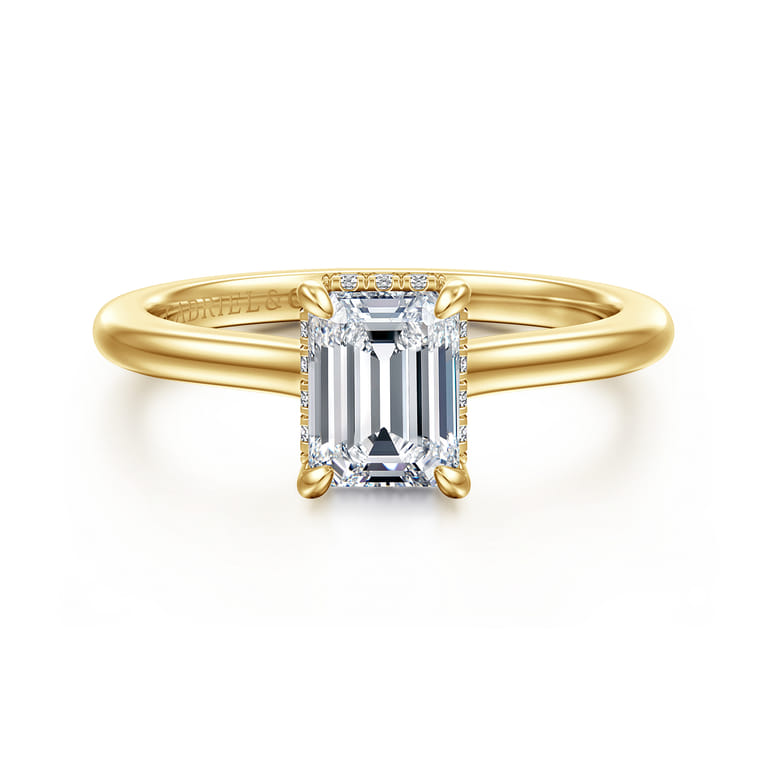 Aldon - 14K Yellow Gold Emerald Cut Diamond Engagement Ring - 0.07 ct - Shot 1