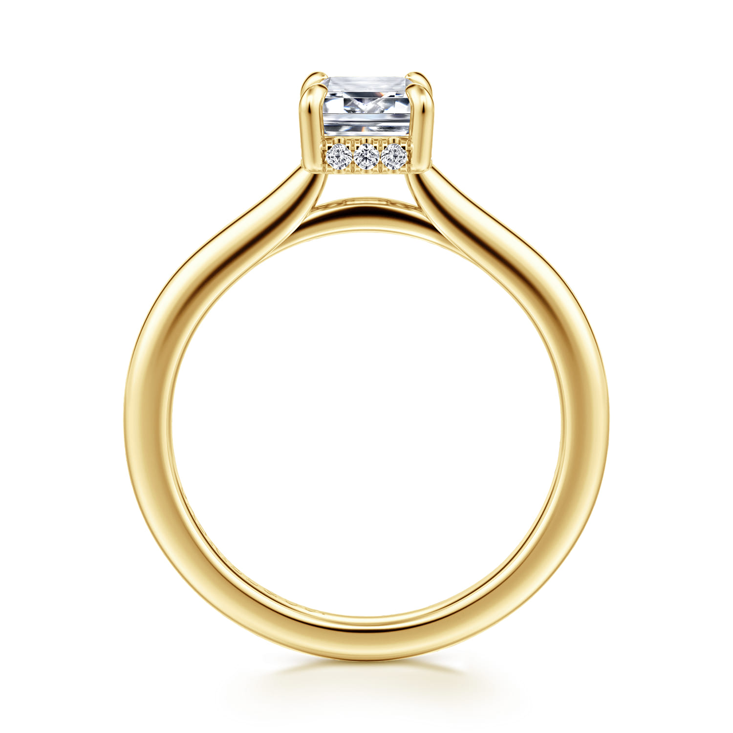 Aldon - 14K Yellow Gold Emerald Cut Diamond Engagement Ring - 0.07 ct - Shot 2