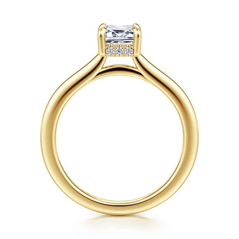 Aldon - 14K Yellow Gold Emerald Cut Diamond Engagement Ring - 0.07 ct - Shot 2