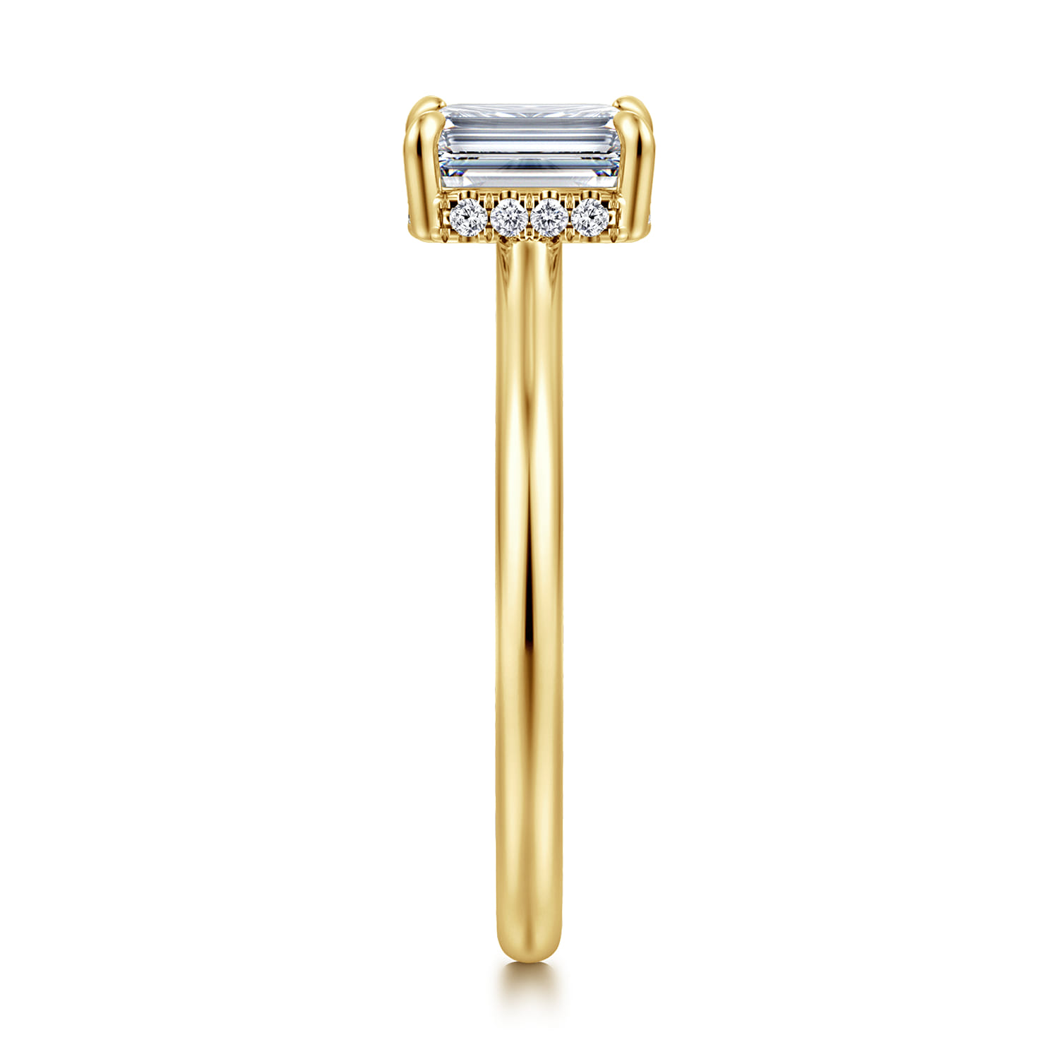 Aldon - 14K Yellow Gold Emerald Cut Diamond Engagement Ring - 0.07 ct - Shot 4