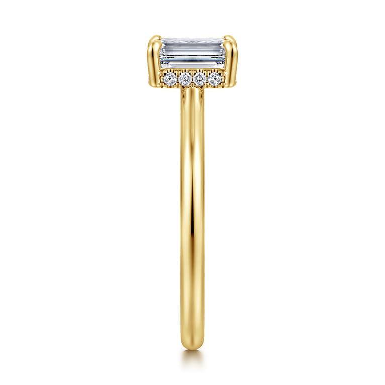 Aldon - 14K Yellow Gold Emerald Cut Diamond Engagement Ring - 0.07 ct - Shot 4