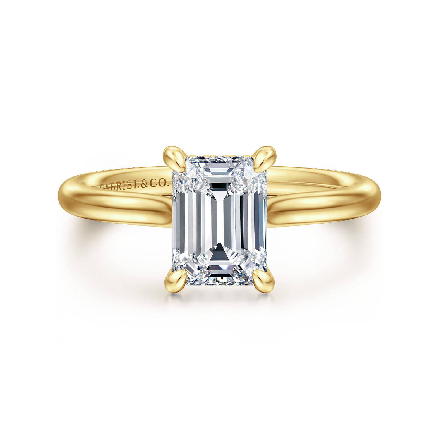 Badia - 14K Yellow Gold Emerald Cut Solitaire Diamond Engagement Ring - 0.07 ct - Shot 1