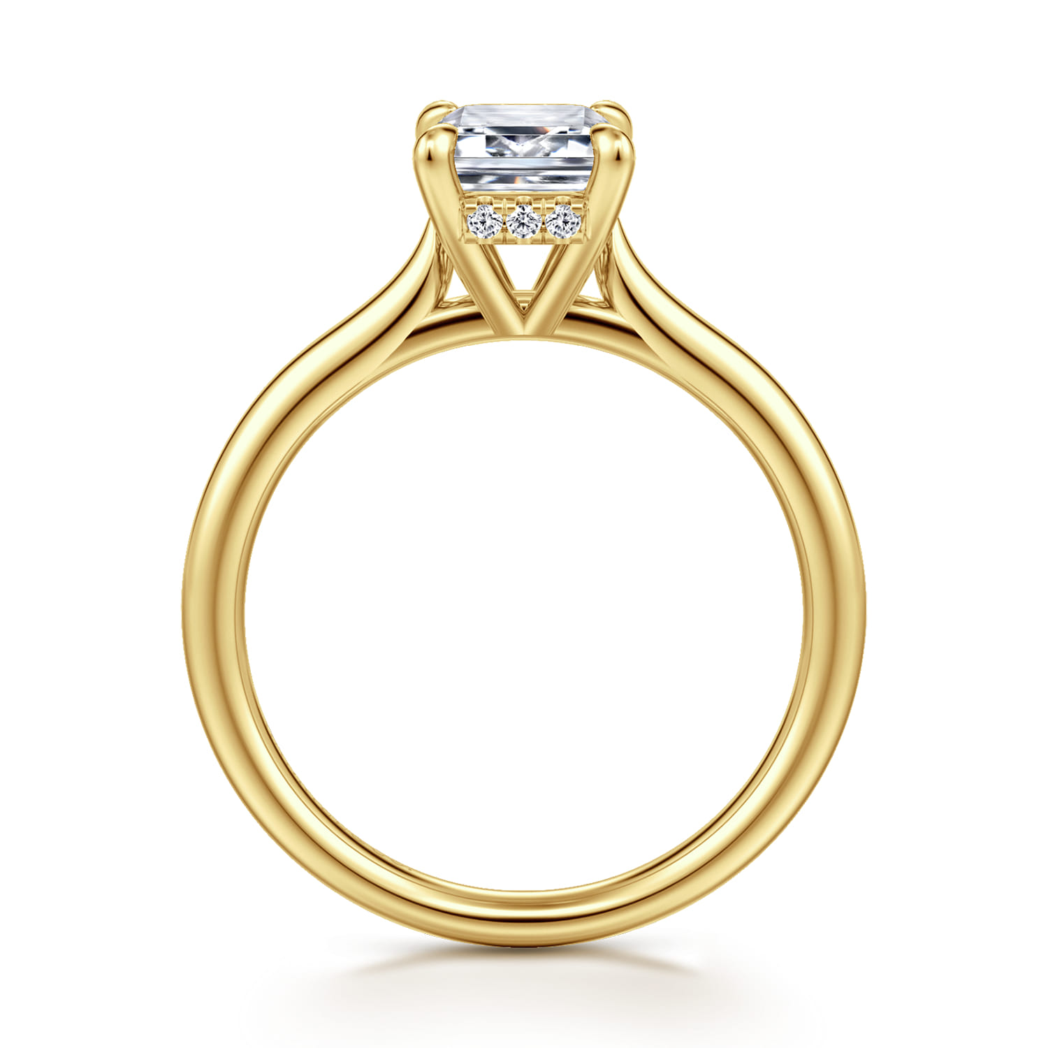 Badia - 14K Yellow Gold Emerald Cut Solitaire Diamond Engagement Ring - 0.07 ct - Shot 2