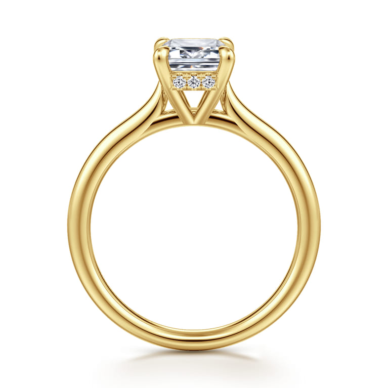 Badia - 14K Yellow Gold Emerald Cut Solitaire Diamond Engagement Ring - 0.07 ct - Shot 2