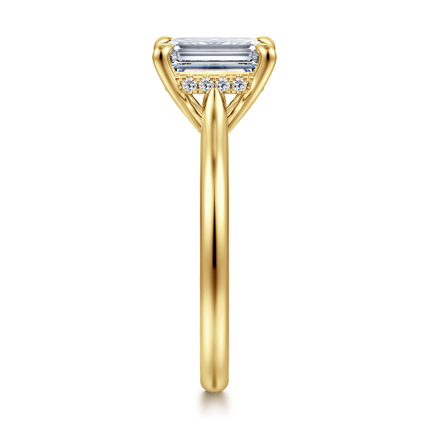 Badia - 14K Yellow Gold Emerald Cut Solitaire Diamond Engagement Ring - 0.07 ct - Shot 4
