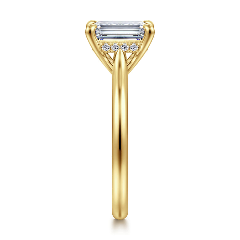 Badia - 14K Yellow Gold Emerald Cut Solitaire Diamond Engagement Ring - 0.07 ct - Shot 4