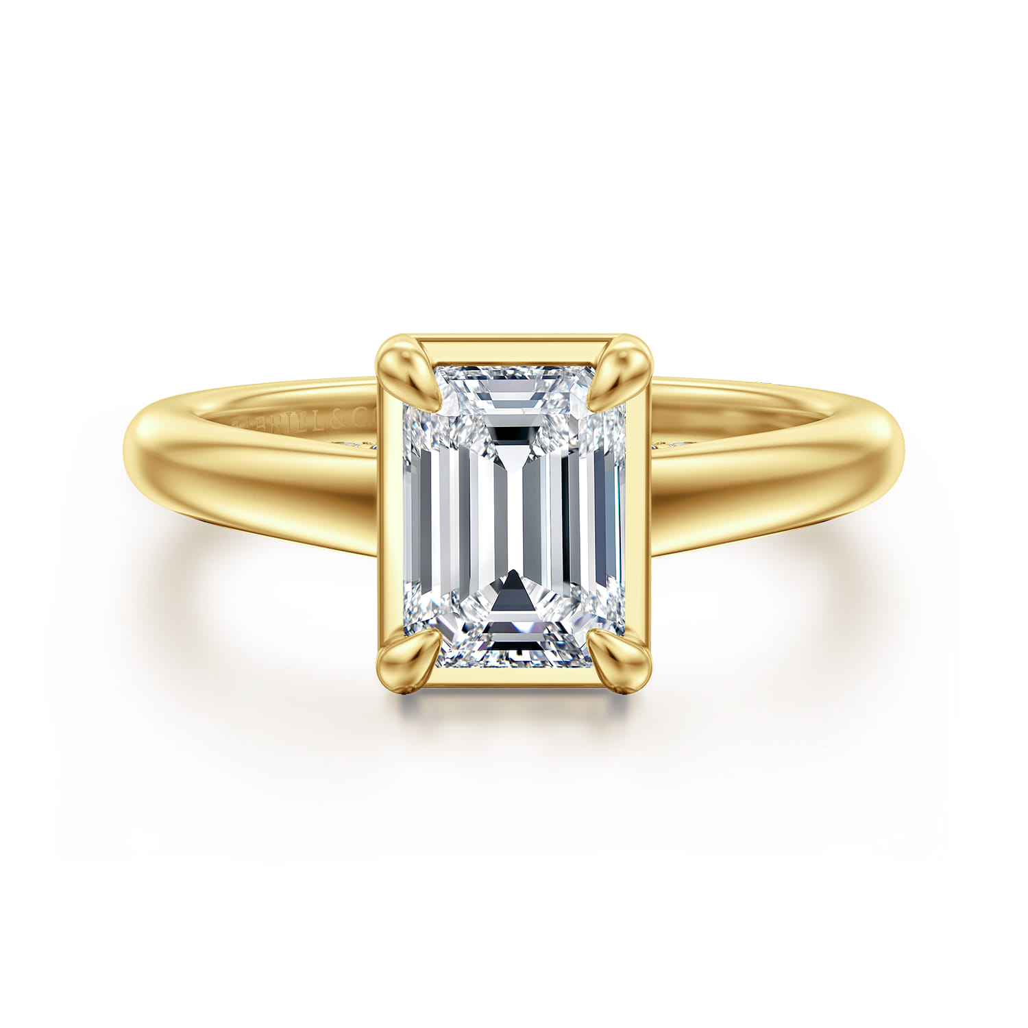 Geo - 14K Yellow Gold Emerald Cut Diamond Engagement Ring - 0.16 ct - Shot 1