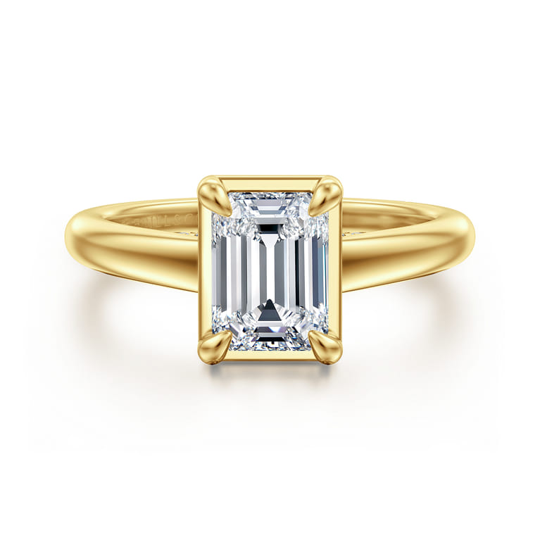 Geo - 14K Yellow Gold Emerald Cut Diamond Engagement Ring - 0.16 ct - Shot 1