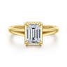 Geo - 14K Yellow Gold Emerald Cut Diamond Engagement Ring - 0.16 ct