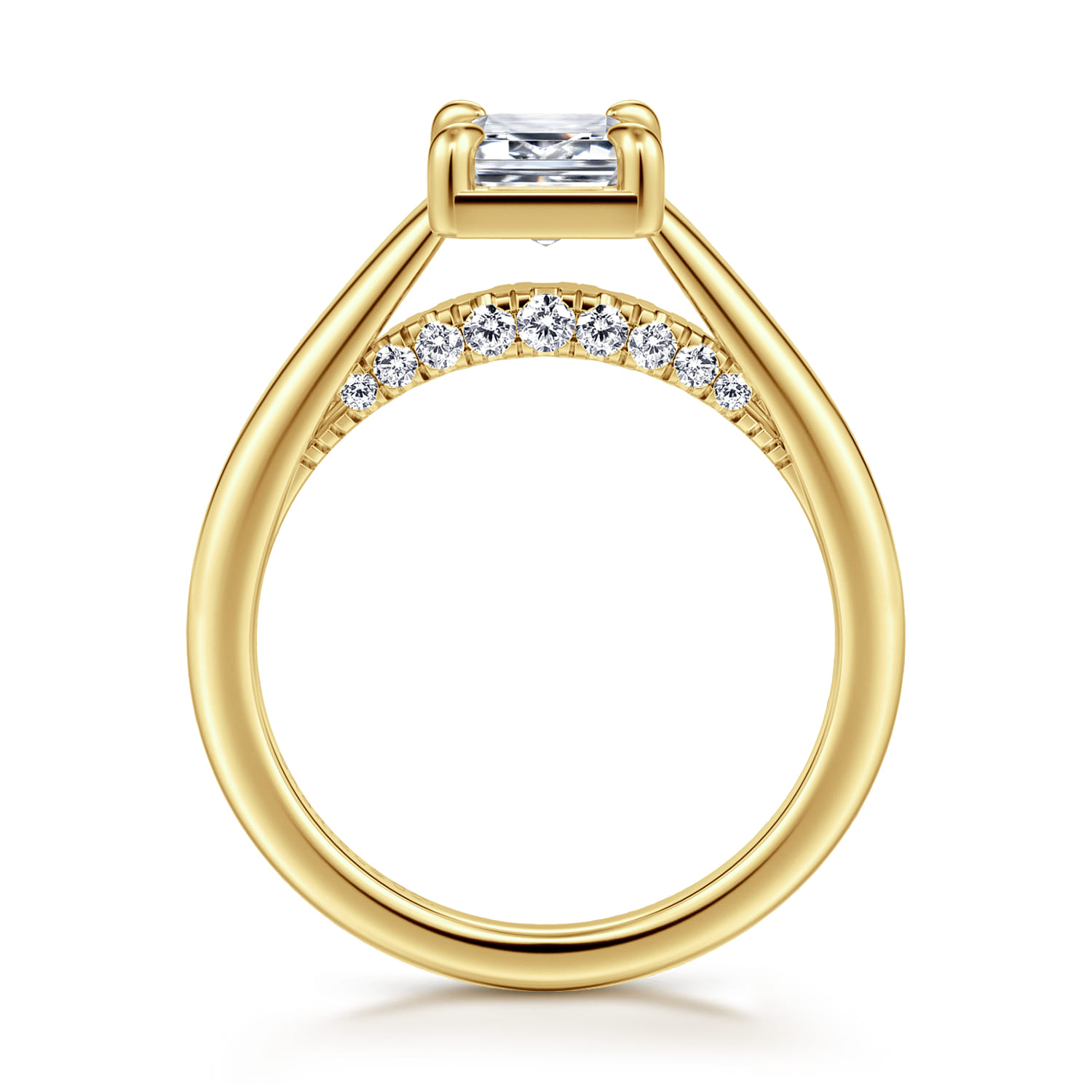 Geo - 14K Yellow Gold Emerald Cut Diamond Engagement Ring - 0.16 ct - Shot 2