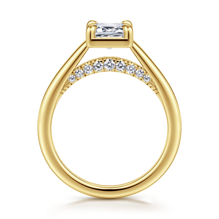 Geo - 14K Yellow Gold Emerald Cut Diamond Engagement Ring - 0.16 ct - Shot 2