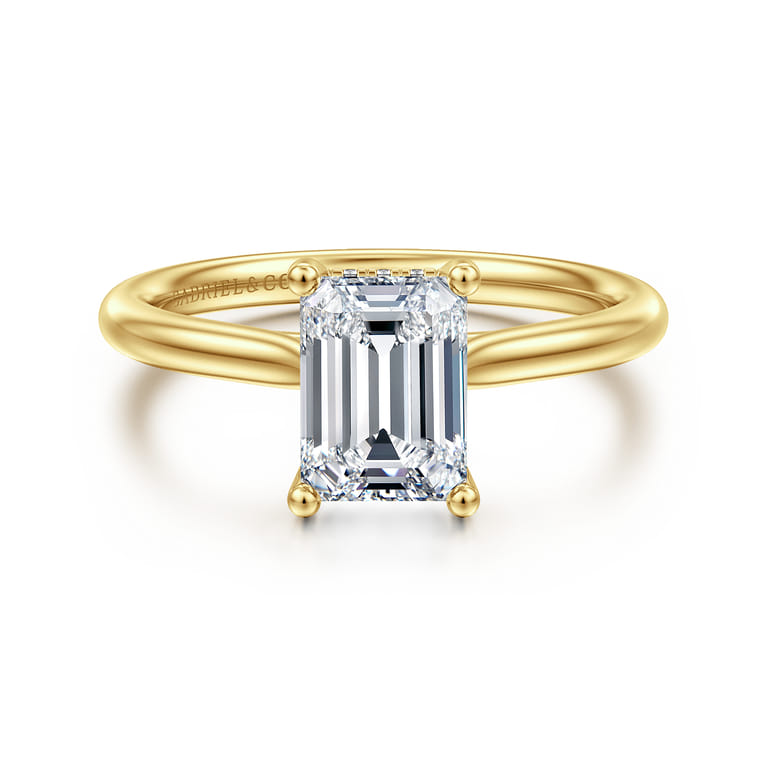 Azucena - 14K Yellow Gold Emerald Cut Solitaire Diamond Engagement Ring - 0.06 ct - Shot 1