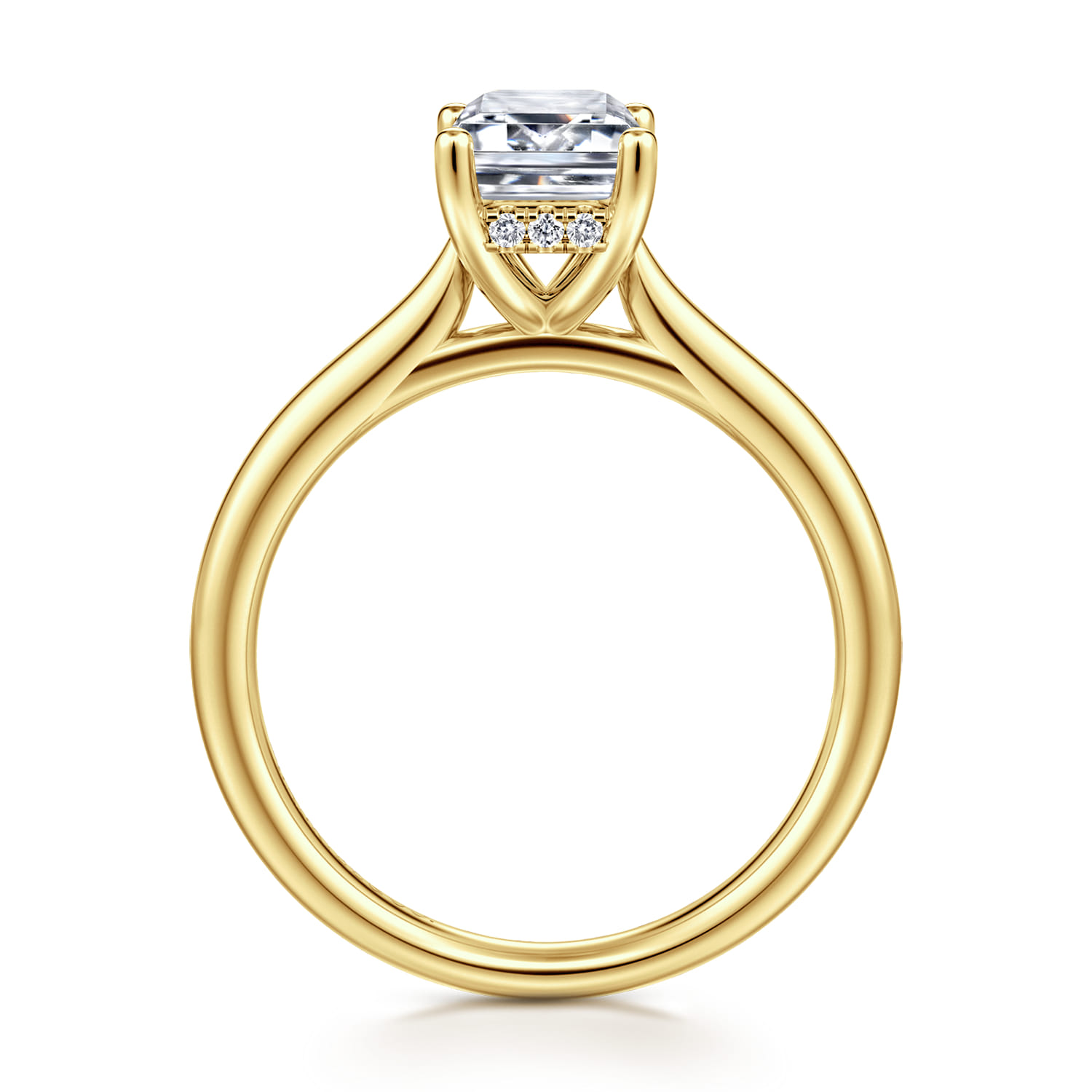 Azucena - 14K Yellow Gold Emerald Cut Solitaire Diamond Engagement Ring - 0.06 ct - Shot 2